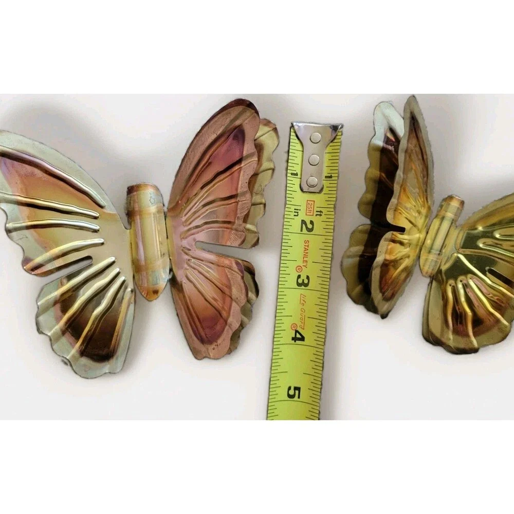 Vintage Home Interiors Brass Butterflies Wall Hangings Decor BOHO 1970-80's